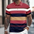 thumbnail image 2 of BUWTTED Men's Casual Golf Shirts Short Sleeve Button Down Striped Collared Shirts Summer Work T-Shirt, 2 of 5