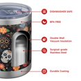 thumbnail image 4 of 12oz Tumblers Black Flower Skull Pattern Vacuum Insulated Stainless Steel Travel Tumbler Cups Mug with Lid and Straw for Beer,Coffee,Beverages with Cleaning Brush for Cold & Hot Drinks, 4 of 5