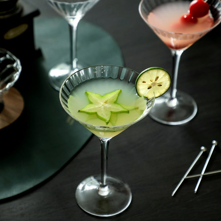 Ribbed Optic Martini Glasses set of 4– HOMEW INC