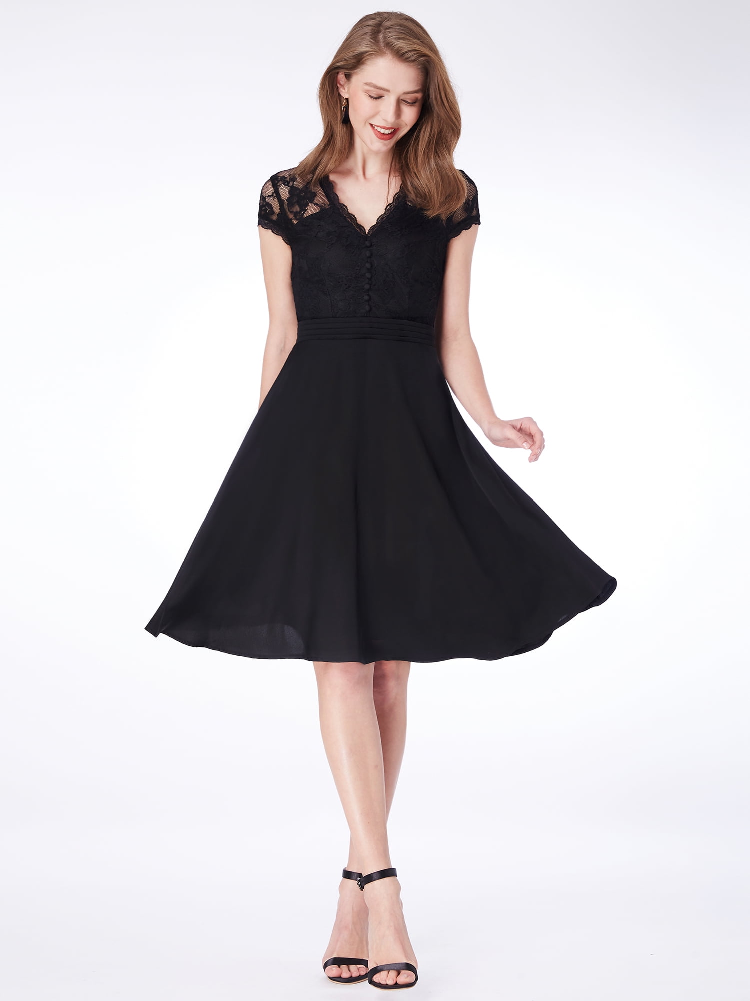 black fit and flare dress knee length