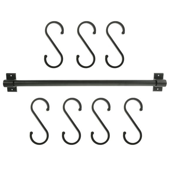 SEWOART Kitchen Hanging Rack Sewoart Black Space Aluminum 7 Movable Hooks Home Use