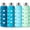 4-Pack 18oz Blue, variant on Glass Juice Bottles with Lids and Silicone Sleeves 18 oz, 4-Pack Reusable Clear Glass Water Bottles with Stainless Steel Airtight Cap for Juicing, Refrigerator, BPA Free Leak-Proof Drinking Jar