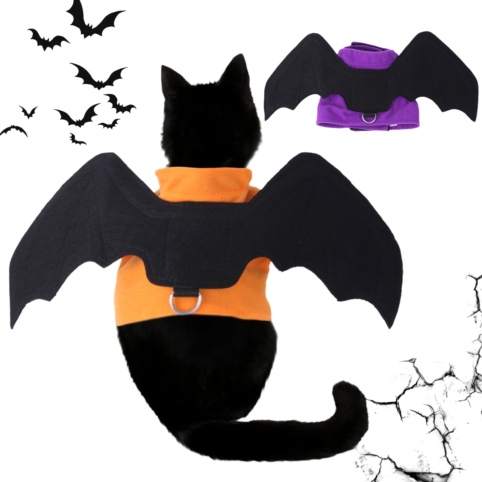 Opolski Halloween Pets Cosplay Bat Wings Costume DRing Design Enhance Atmosphere Polyester