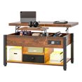 thumbnail image 6 of Dextrus 4-in-1 Lift Top Coffee Table with RGB Light, Storage, Power Outlets, Dual Tops, Brown, 6 of 10
