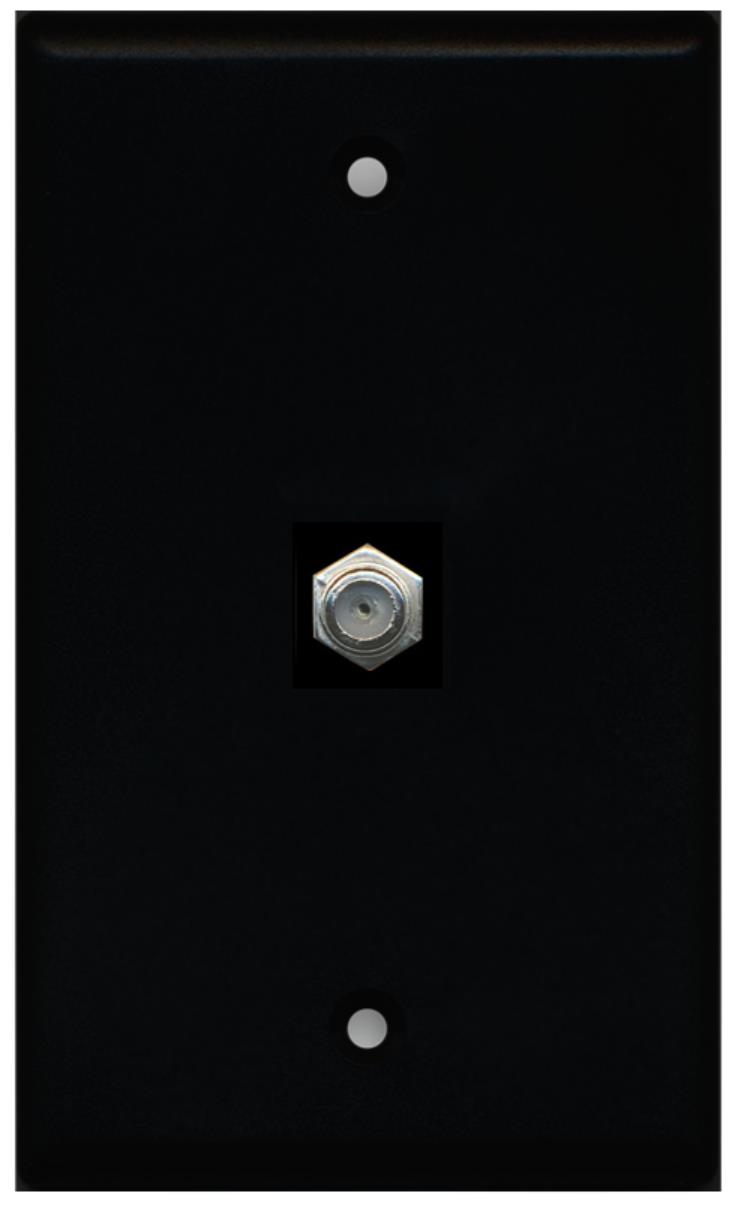 RiteAV Coax Cable TV Wall Plate 1 Gang Flat Black