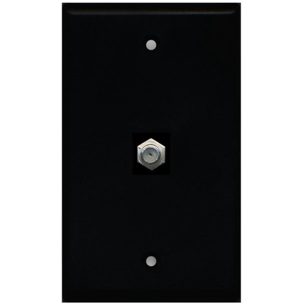 RiteAV Coax Cable TV Wall Plate 1 Gang Flat Black
