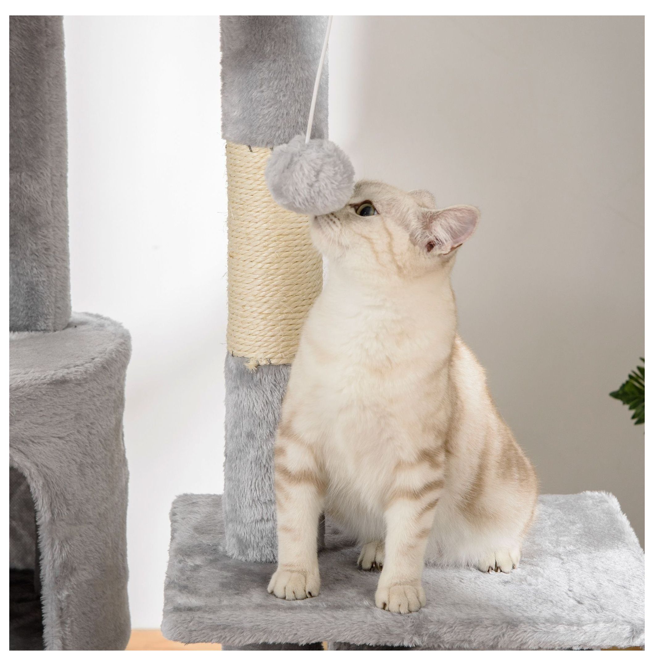 Cat Tree Floor to Ceiling, 94.5-102.5" Adjustable Cat Tower with Scratching Posts, Hammocks & Condos - Tall Climbing Tree for Indoor Cats