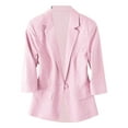 thumbnail image 2 of BOOMILK Linen Blazers for Women Business Casual 3/4 Sleeve Solid Suit Jacket Lapel Loose Pink M, 2 of 4