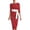 Red, variant on Iyufng Midi Retro Polka Dot Dresses for Women Fitted Long Sleeve Round Neck Dress