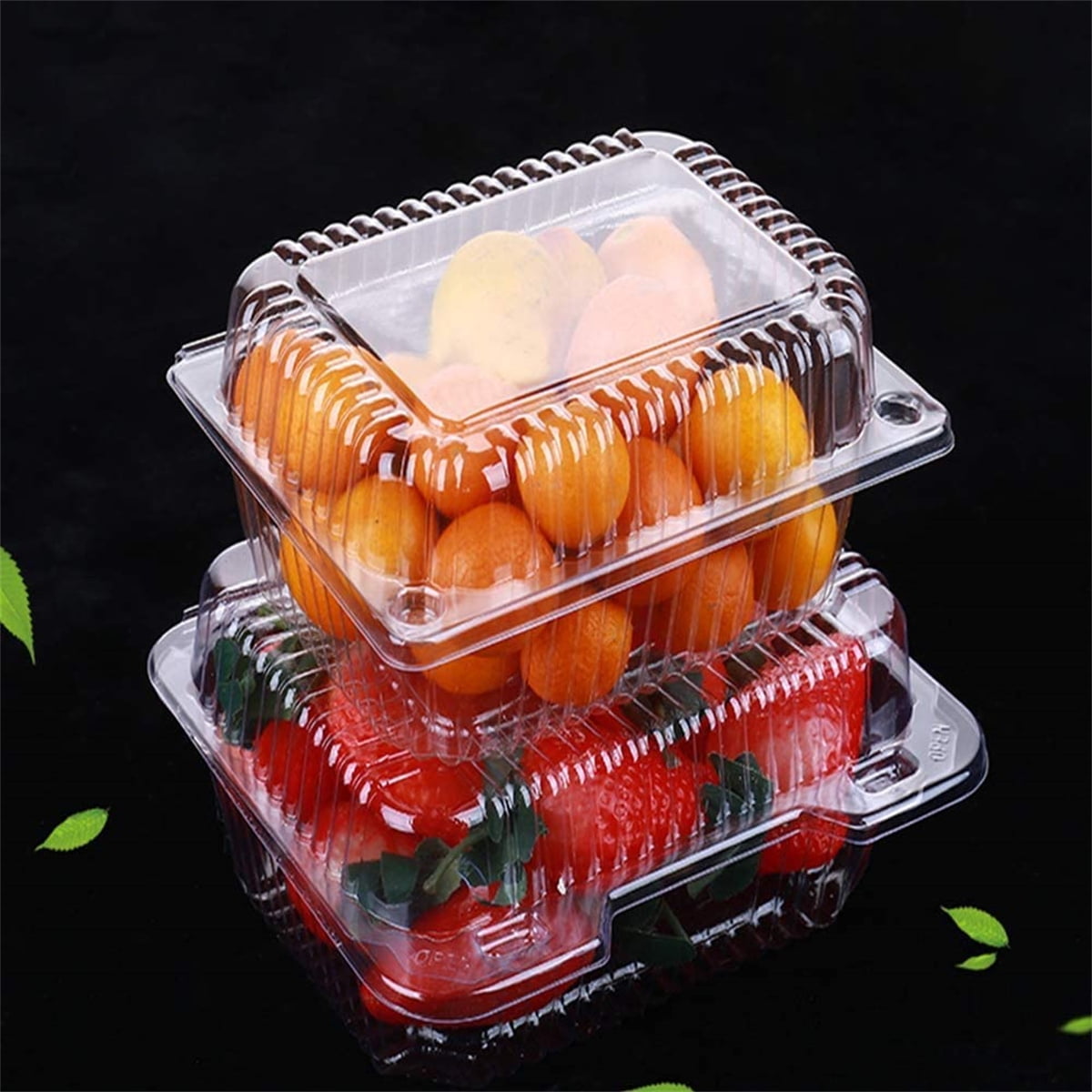 100x Thin Clear Plastic Boxes Containers Lightweight Use For Bakes Cake  Salad 