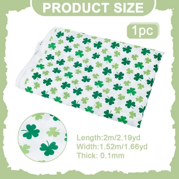 2 Yards Clover Fabric 59.8inch Wide Shamrock Fabric by The Yard Leaf Pattern Fabric Lucky Green Decorative Polyester Fabric for DIY Sewing Furniture Home Accents Green&White
