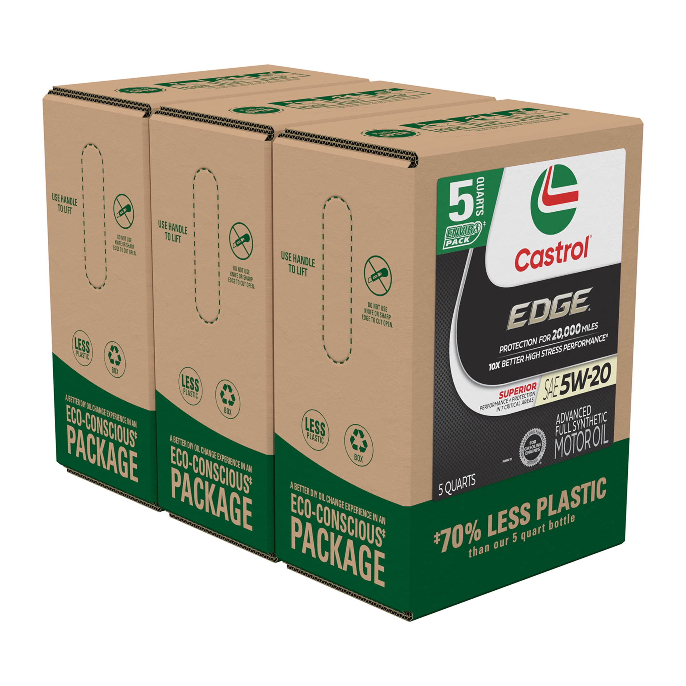 Castrol EDGE 5W-20 Advanced Full Synthetic Motor Oil, 5 Quarts Eco Pack