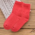 thumbnail image 3 of MZXELPRJD No Show Socks Womens Autumn Winter Heavy Wool Socks Solid Color Medium Tube Socks Thick Warm Hoop Socks Stockings Fluffy Towel Socks, Black Ankle Socks for Women Red, 3 of 4
