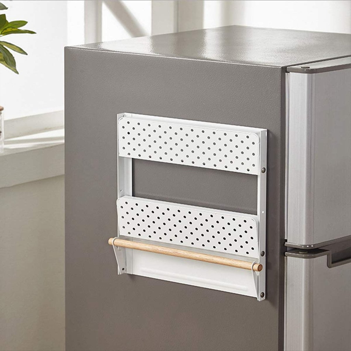 1PCS Hanging Fridge Shelf Spice Rack Wall Refrigerator (Black)