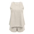 thumbnail image 4 of HAYIMI Womens Summer Outfits Sets 2 Pieces Sleeveless Tops With Casual Loose Denim Shorts Summer Travel Beach Solid Color Comfort Clothes Sets, 4 of 5