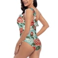 thumbnail image 4 of Pofeuu Rose Flowers Print Women's One Piece Swimsuits One Shoulder Swimwear Asymmetric Ruffle Monokinis Bathing Suits-Small, 4 of 6
