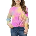 thumbnail image 2 of QQAMB Girls Long Sleeve Shirts Crewneck Tie Dye Cute Tops Tween Girls Sweatshirt Fall Trendy Youth Preppy Teen Girl Clothes,9 Years, 2 of 8