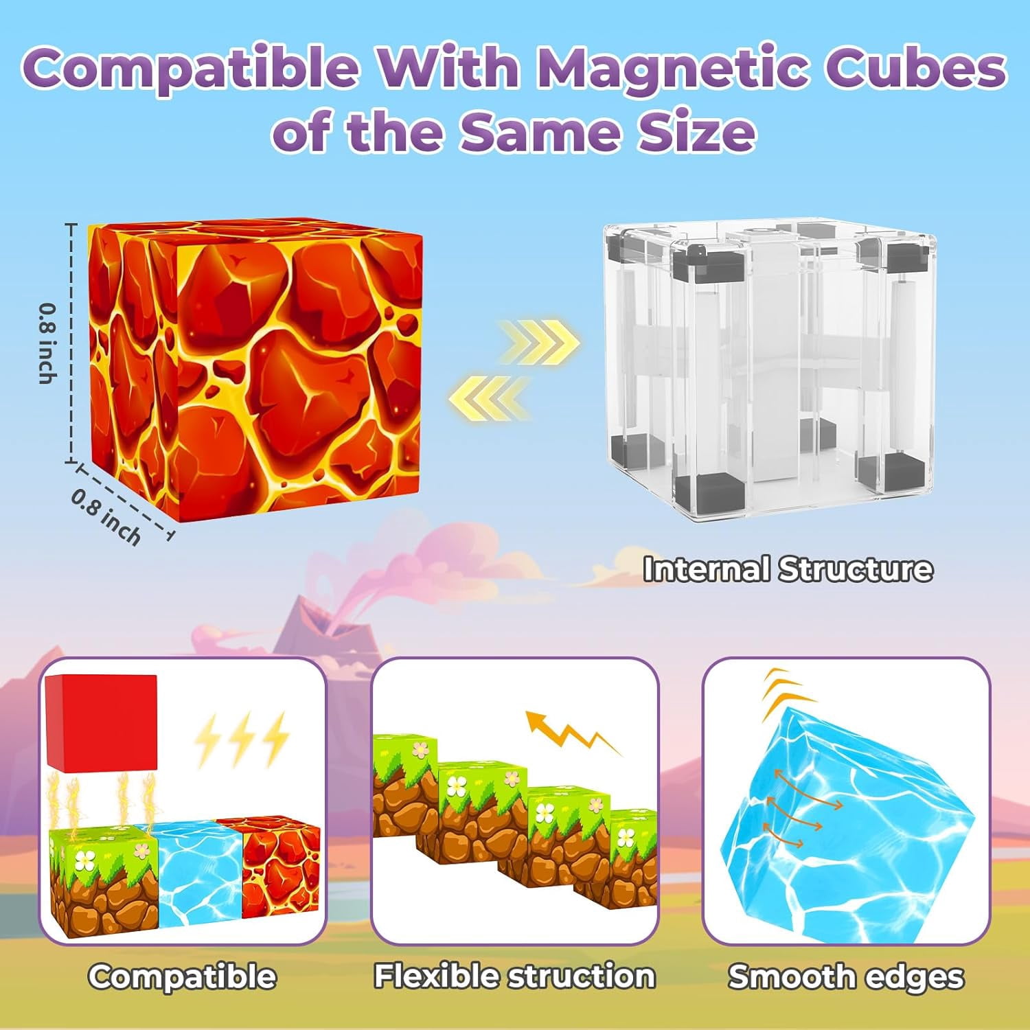Magnetic Blocks, Magnetic Tiles Building Blocks, Sensory STEM Toys for adult Easter Birthday Gifts Travel Outdoor aldult Games (0.8IN/2CM)