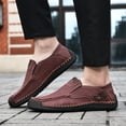 thumbnail image 6 of Mens Hand Stitching Retro Slip-On Loafers Lightweight Round Toe Non-Slip Casual Shoes for Driving Outdoor Walking, 46, 6 of 7