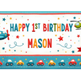 thumbnail image 3 of Yatrandify Airplane Themed Happy Birthday Banner Colorful Transportation Decoration Kids Party Banner for First Birthday Party Celebration Photo Prop Indoor Decoration, 3 of 7