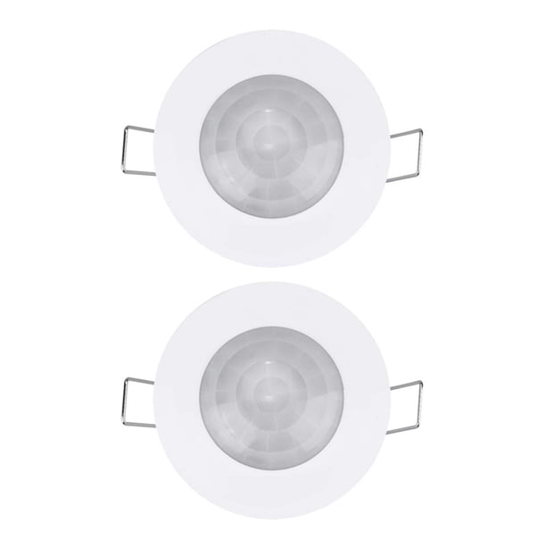 2X Interruptor de Luz del Detector del Sensor de Movimiento del Techo PIR Empotrado Infrarrojo de 110V-220V 360 °, Sensor de Luz de Movimiento