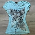 thumbnail image 2 of DHFJKG Vintage Short Sleeve T Shirt Women Summer V Neck Slim Fit Stretchy Casual Cute Y2K Gothic Graphic Tee For Teen Girls Stylish Tops, 2 of 5