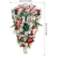 thumbnail image 3 of Christmas Artificial Wreath Flocking Snow Covered Rattan Upside Down Tree Red Bowknot Ribbon Scene Layout Shiny Balls Xmas Door, 3 of 8