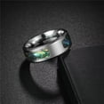 thumbnail image 3 of HIJONES Women Men's Inlaid Green Shell Ring Band Stainless Steel Vintage Wedding Couple Jewelry Style 1 Size 10, 3 of 5