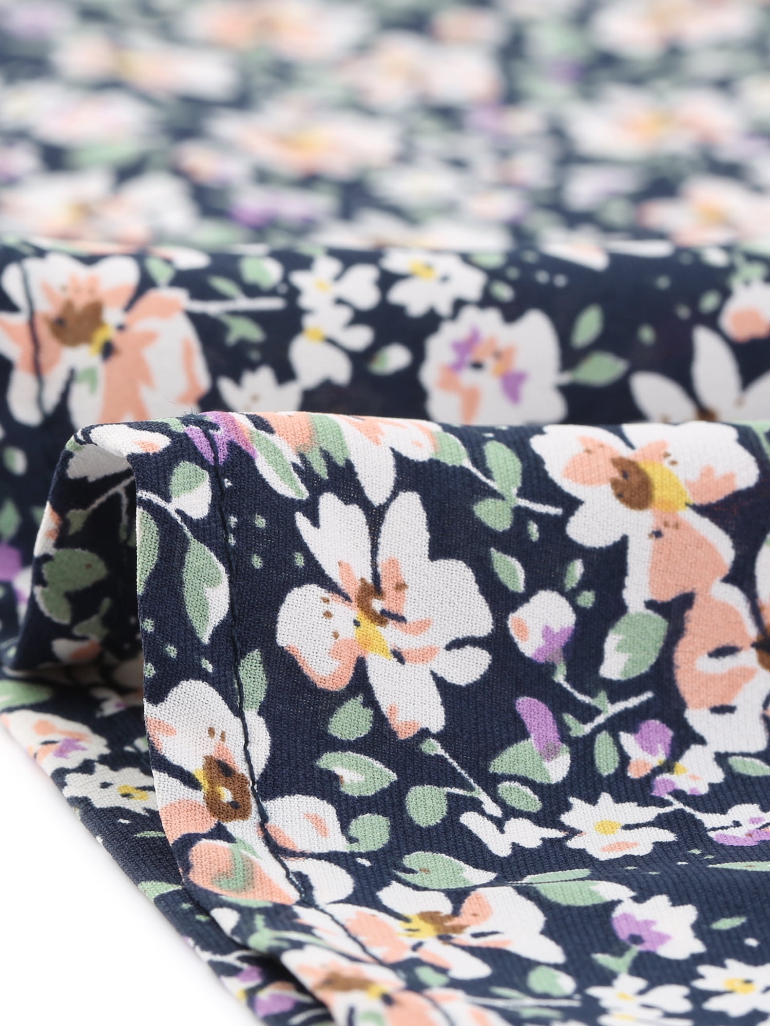 Unique Bargains Women's Plus Size V Neck Flowy 3/4 Sleeve Floral Blouse 3X Navy Blue