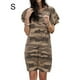 thumbnail image 1 of Vestido de mujer Camiseta larga con estampado de camuflaje Vestido suelto de manga corta, Caqui, S sidaley AP002154-01, 1 of 6