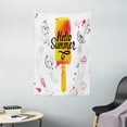 thumbnail image 1 of Ice Cream Decor Tapestry, Hello Summer Motivational Quote with Lime Heart Sun Cake Color Splash Image, Wall Hanging for Bedroom Living Room Dorm Decor, 40W X 60L Inches, Multicolor, by Ambesonne, 1 of 2