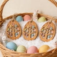 thumbnail image 3 of Easter Wooden Egg Ornaments, Carved Rustic Holiday Decorative Pieces, Spring Hanging Easter Decor, Festive Home Party Decoration Props for Easter Party Indoor and Outdoor Use, 3.9*5.9in, Brown, 3 of 5