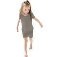 thumbnail image 2 of Girls Outfits Kids Unisex Short Sleeve Bamboo Fiber T Shirt and Shorts Home Wear 2 Piece Set Baby Clothes for Girls Dark Gray 6-7 Years, 2 of 8