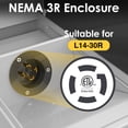 thumbnail image 5 of Pre-Drilled 3R Heavy Duty Generator Inlet Box, 30Amp NEMA L14-30P Power Inlet Box, for 4-Prong Generator Cord, 125/250V,3750/7500W, ETL Listed, Waterproof for Outdoor Use, 5 of 7