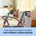 thumbnail image 3 of Medline Steel Rollator Walker with Seat for Seniors, Foldable, Burgundy, 3 of 7