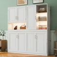 thumbnail image 4 of Twin Size Wall Murphy Bed with Top Cabinet, Shelves ,Space Saving Foldable Bed with Light & USB,White, 4 of 9