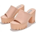 thumbnail image 2 of Cape Robbin Echoya Nude Slip On Block Heel Open Round Toe Fashion Heeled Sandals (Nude, 9), 2 of 4