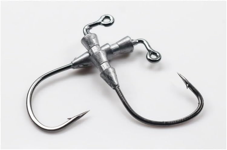 ABPETE 40 pcs Fishing Weighted Worm Hooks for Soft Plastics Lures Jig Head Hooks Swimbait Bass