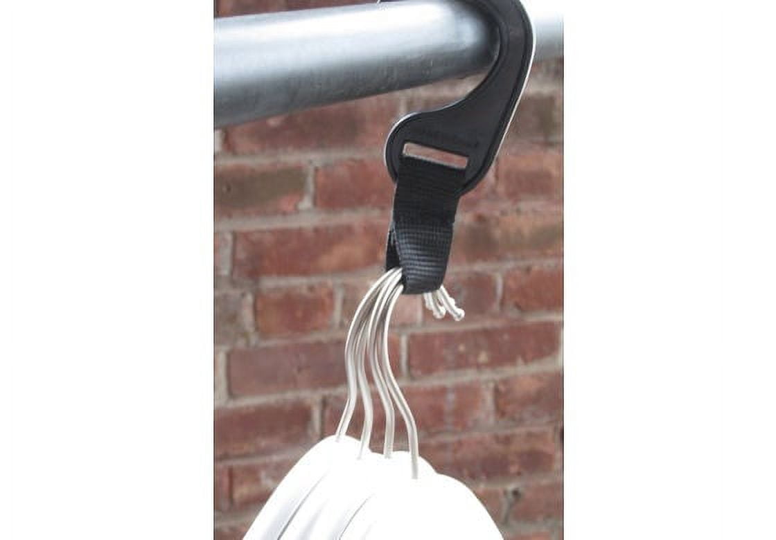 NAHANCO Heavy duty hook with nylon strap for clothes hanger management in backroom/stockroom, 5 1/4", Black - 100/CTN