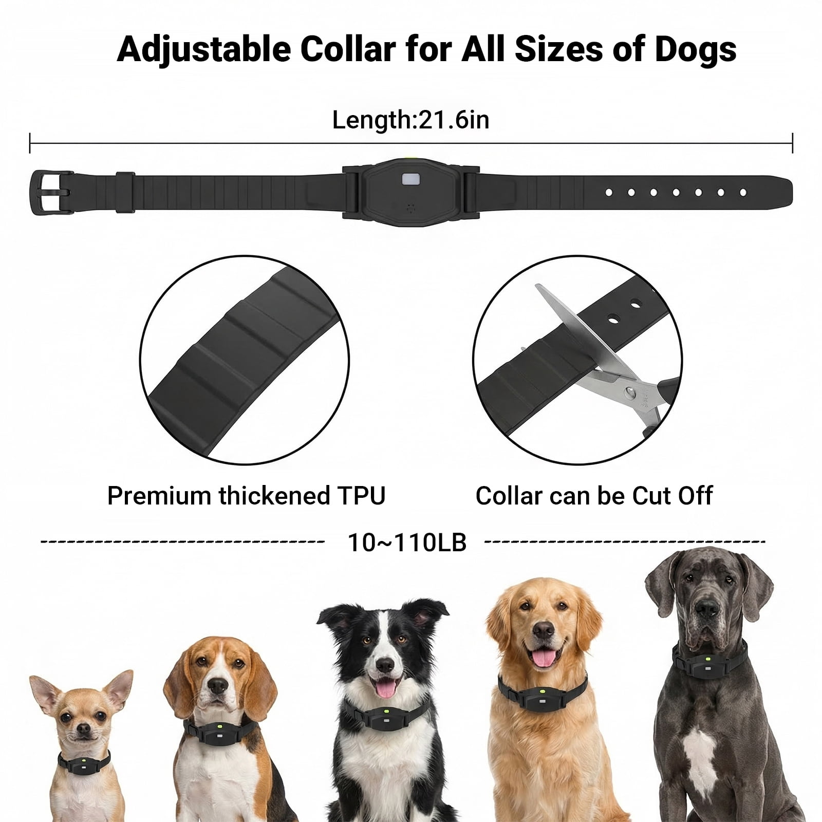 Wireless Dog Fence System with 4 Modes Training Collar + Light, Adjustable Beep + Vibration + Shock Collar for 2 Dogs, Waterproof Rechargeble Dog Electric Fence