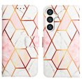 thumbnail image 2 of for Samsung Galaxy S24 Plus PU Leather Wallet case, Marble Pattern Credit Card Holder,Flip Folio Book Kickstand Cover Women Men with Long + Short Strap for Samsung Galaxy S24 Plus, Pink/White, 2 of 6