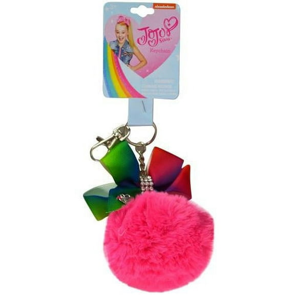 JoJo Siwa Bow with Faux Fur Ball Bag Keychain