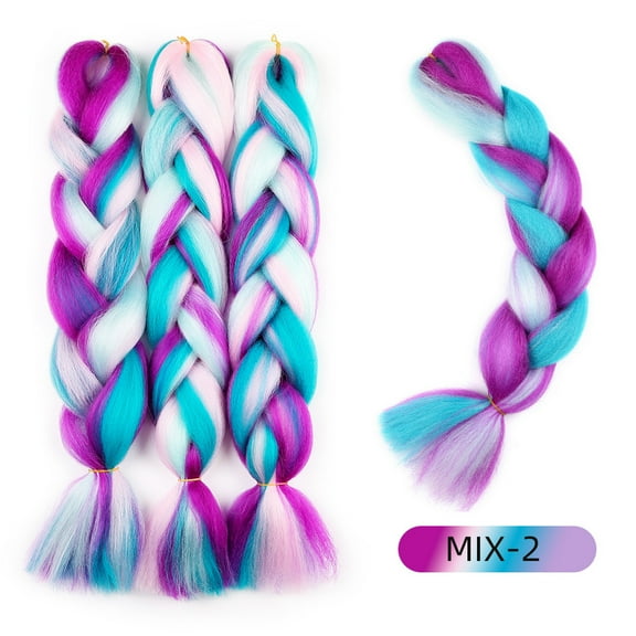 XmhyTop 3 Packs 24 Inch Colorful Braiding Hair Extensions, Ombre Synthetic High-Temperature Resistant Jumbo Braid for Women’s Crochet Braids, MIX-B