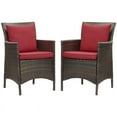 thumbnail image 1 of Modway Conduit 17" Rattan Patio Dining Armchair in Brown/Red (Set of 2), 1 of 3