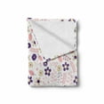 thumbnail image 2 of Floral Soft Flannel Fleece Blanket, Abstract Combination of Spring Flowers Dahlias Chrysanthemum and Leaves, Cozy Plush for Indoor and Outdoor Use, 50" x 70", Purple Coral and Cream, by Ambesonne, 2 of 6