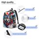 thumbnail image 3 of Disketp Tie-Dye Wolf Head print Canvas Backpack Lightweight Travel Daypack Student Rucksack Laptop Backpack-, 3 of 5