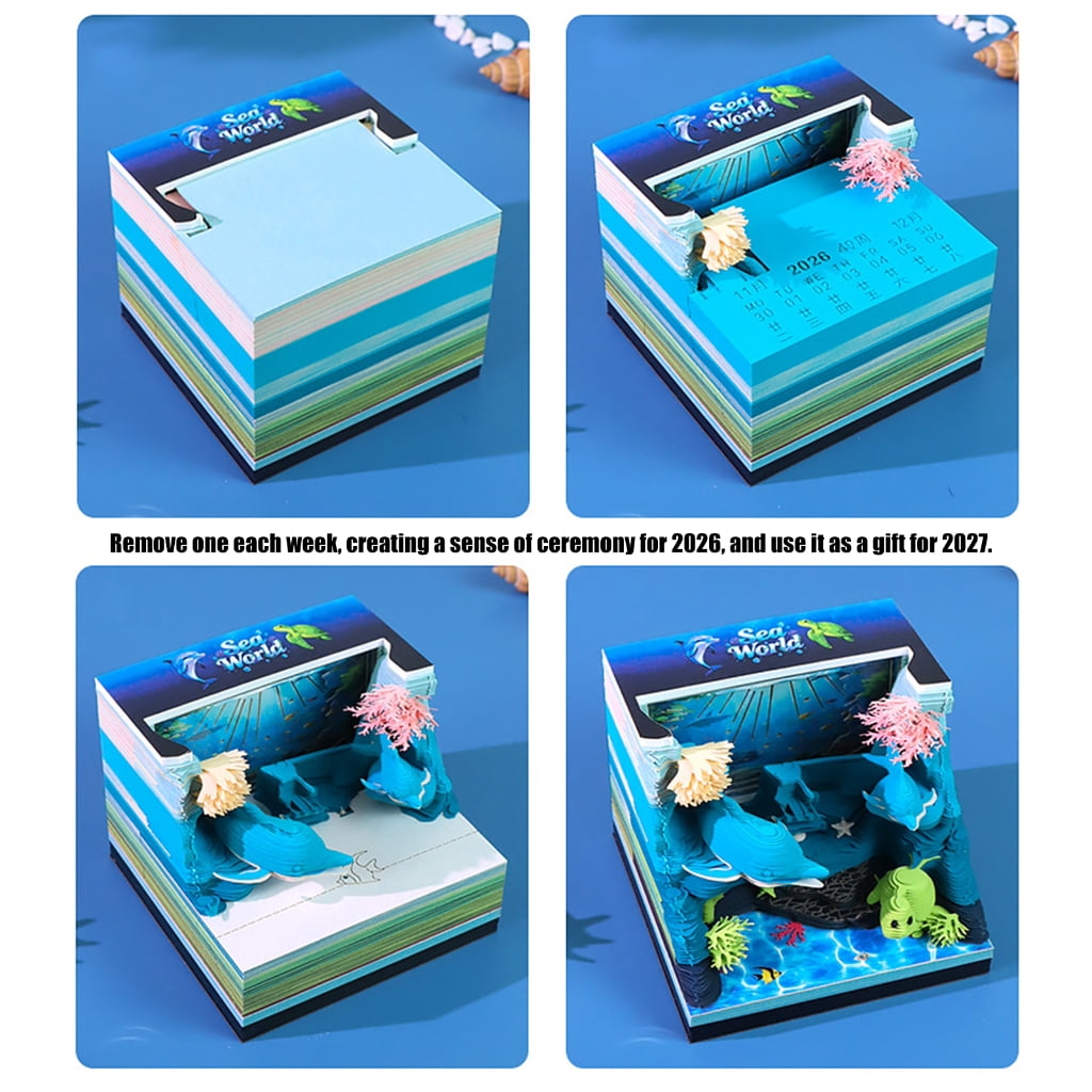 7829 2026 Weekly Calendar Featuring Elegant Underwater World Paper Design For Office Desk Display And Note Keeping