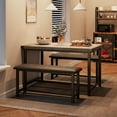 thumbnail image 2 of Dining Table Set for 4, Kitchen Table with 2 Upholstered Benches, Rectangular Dining Room Table Set, 3 Piece Kitchen Table Set for Small Space, Apartment, Studio, Home, Rustic Brown, 2 of 6