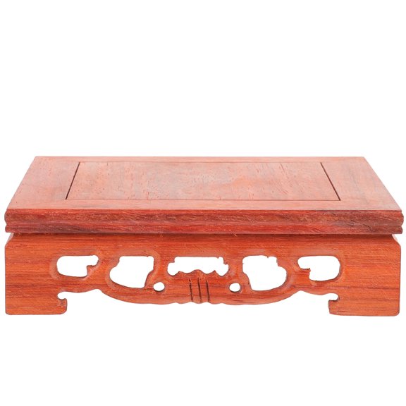 Toyvian High Grade Dark Red Wooden Display Stand for Statues Vases and Vintage Handicrafts