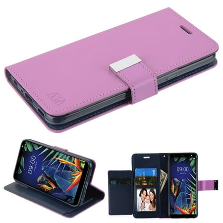 LG K40 Phone Case Luxury PU Leather Flip ID Credit Card Cash Wallet Holder Dual Fold Book Cover Stand Pouch Folio Magnet with extra 5 Slots Card Pocket PURPLE Phone Case Cover for LG K40 (Best Points Credit Cards 2019)